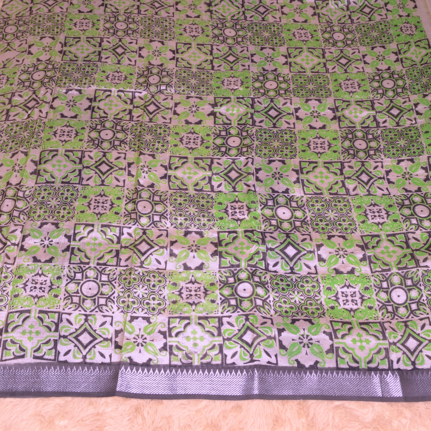 Green pure mangalagiri silk half n half
