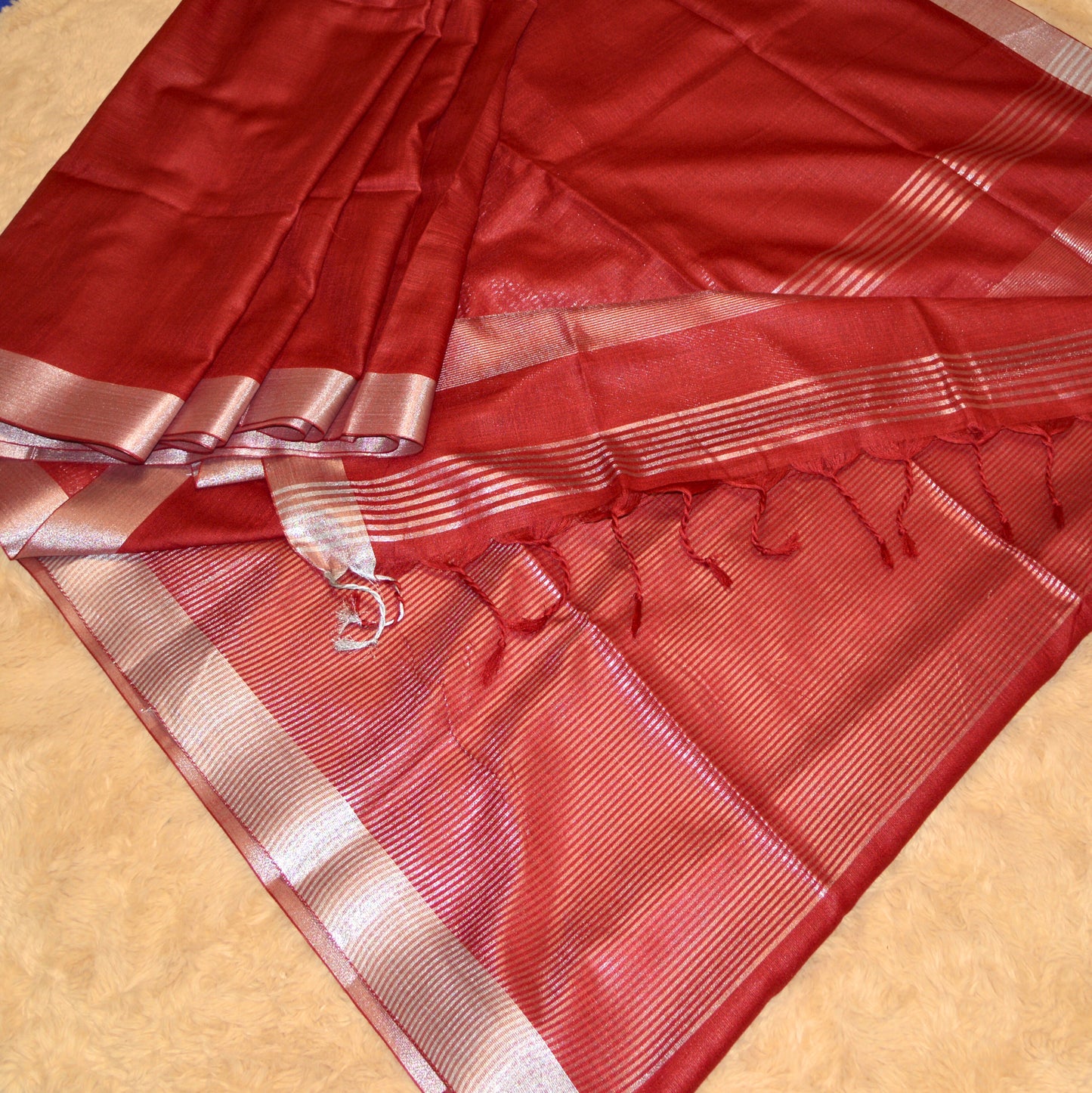 Maroon khadi cotton saree