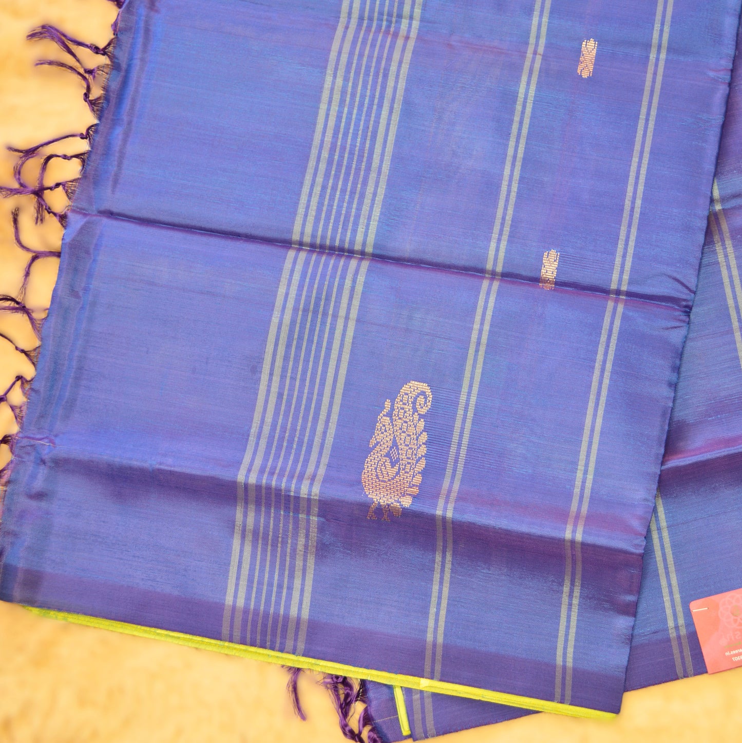 Parrot green with blue vegan silk saree