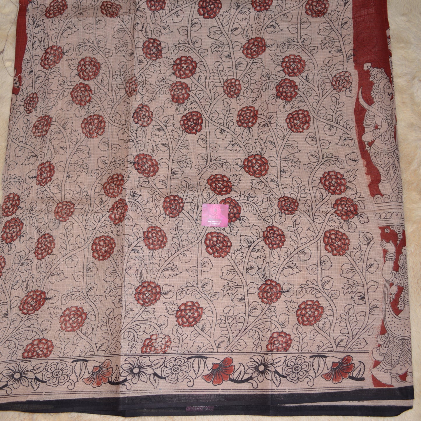 Maroon kota cotton kalamkari saree