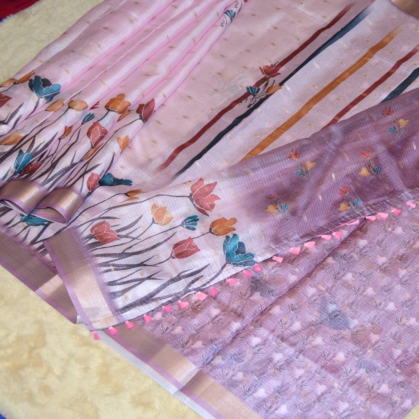 Lavender kota digital print saree