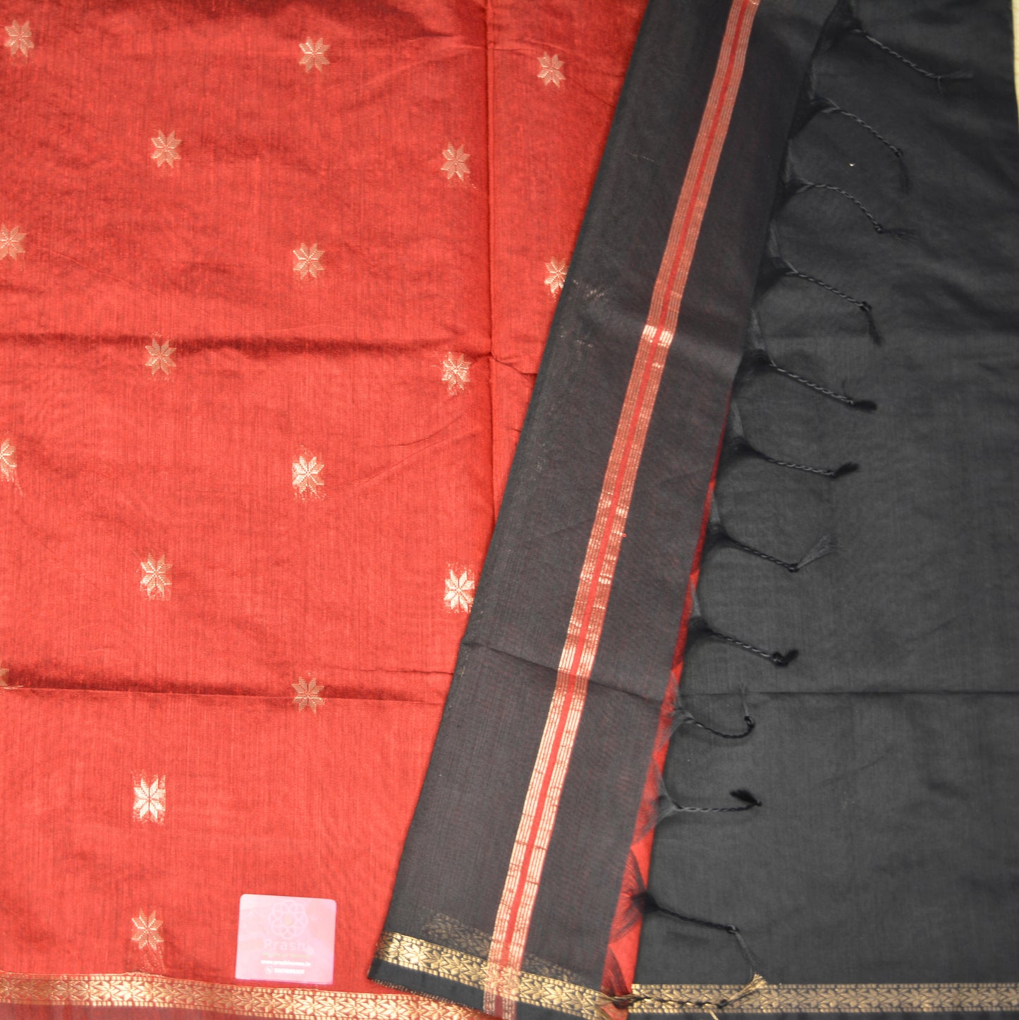 Black maheshwari silk cotton saree