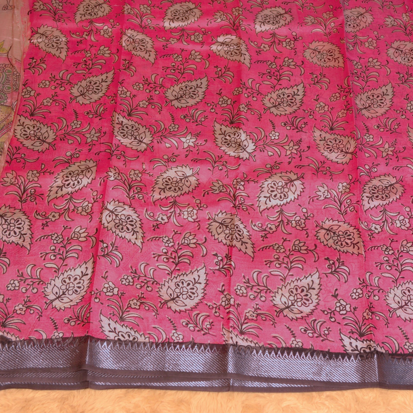 pink pure mangalagiri silk half n half saree
