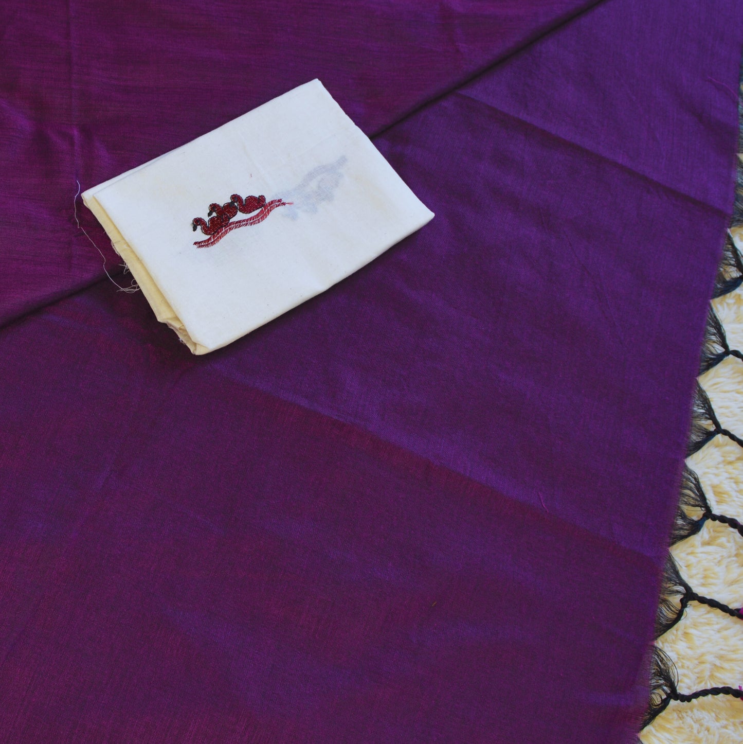 purple khadi cotton saree-kalmakri blouse