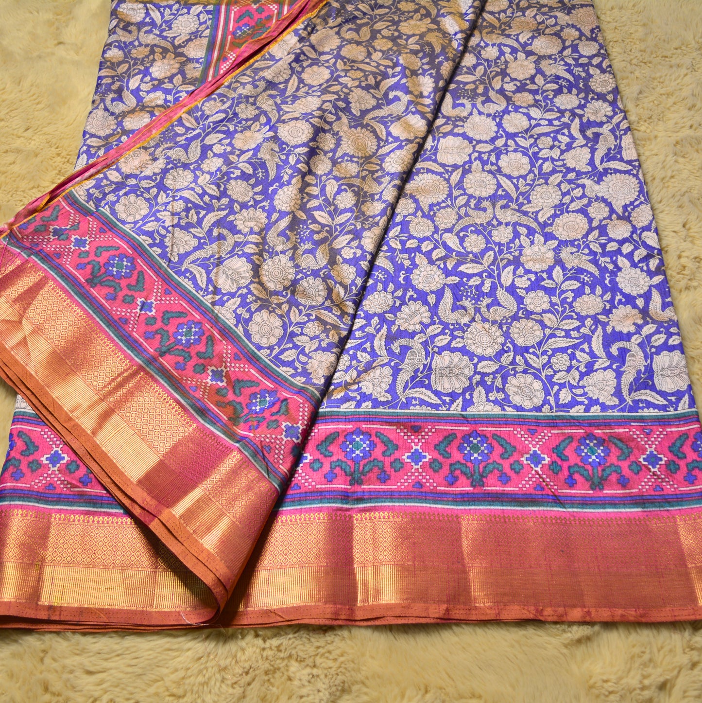 Purple with pink patola saree