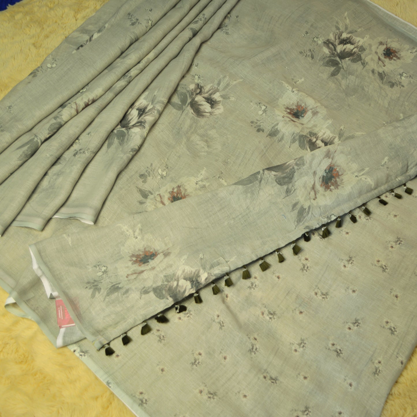 Grey soft kota cotton saree