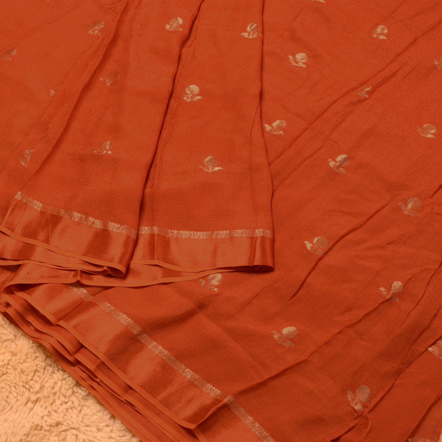 Rust orange khadi viscose saree