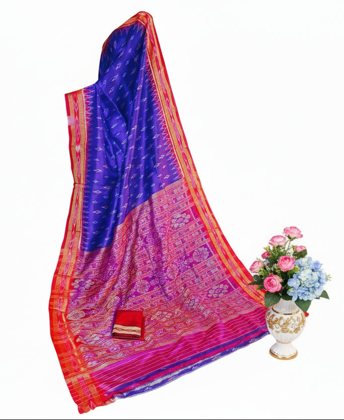 Blue pure silk-odisha ikat khandua saree