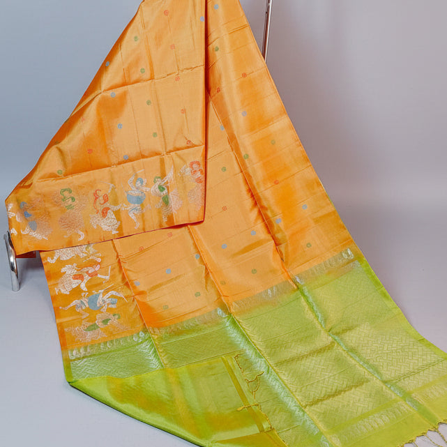 Yellow pure pattu handloom soft silk saree