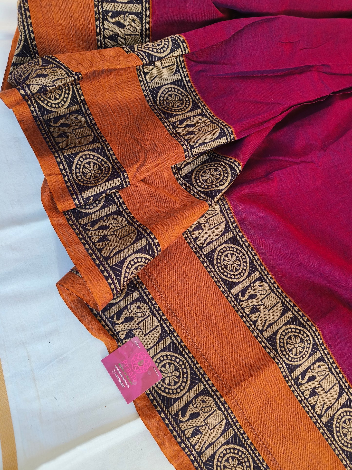 Pink pure handloom narayanpet ganga jamuna border