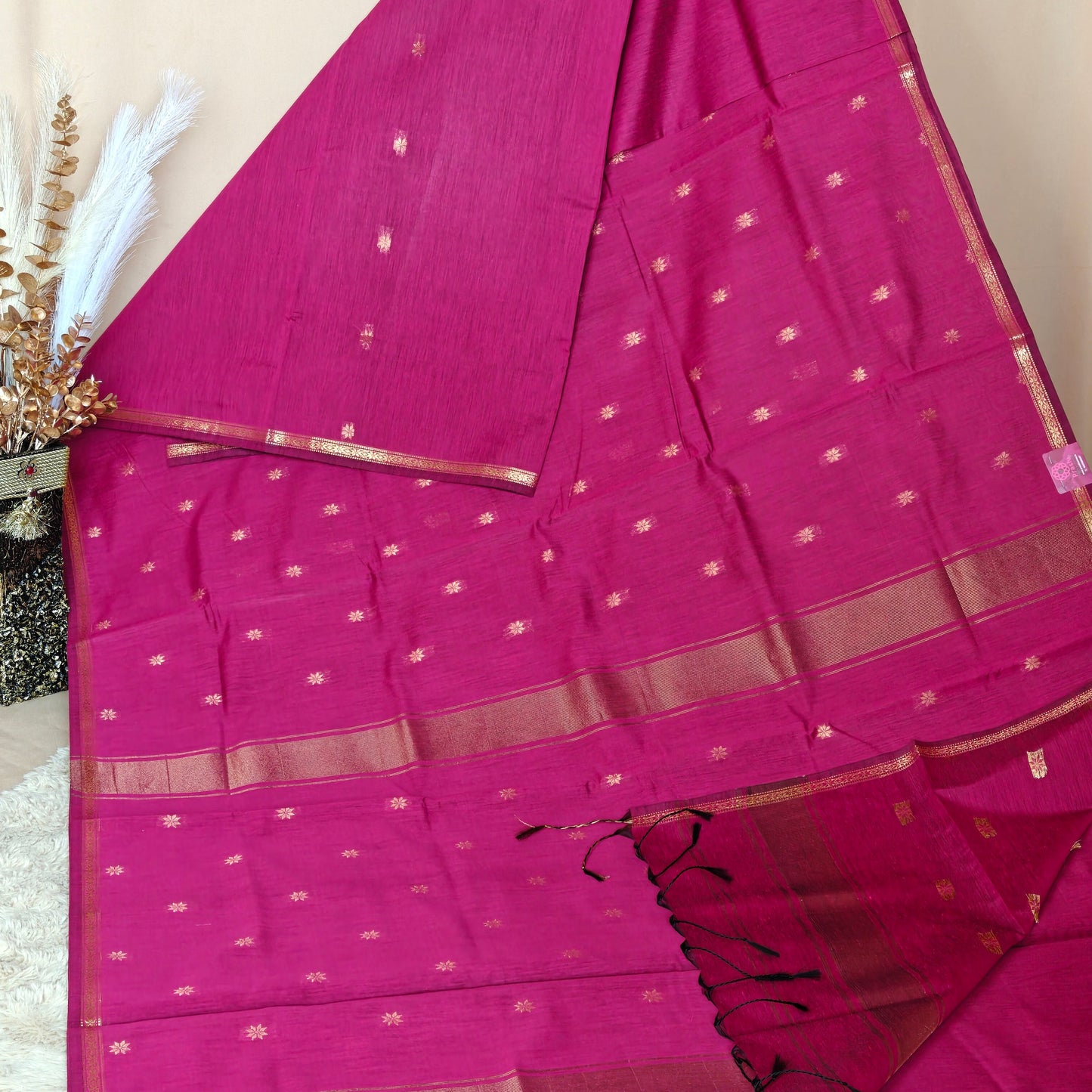 PINK maheshwari silk cotton saree