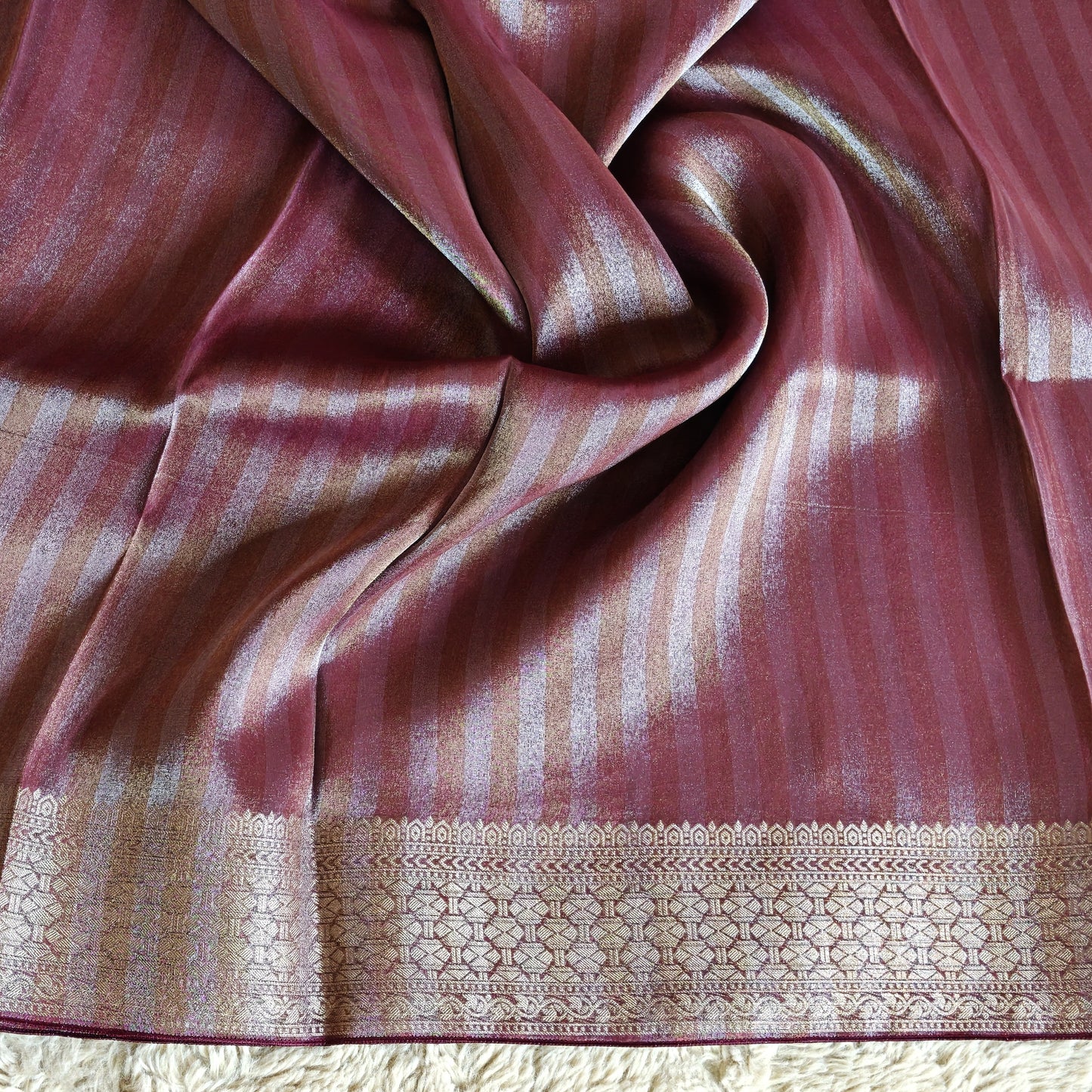 magenta viscose tissue border saree