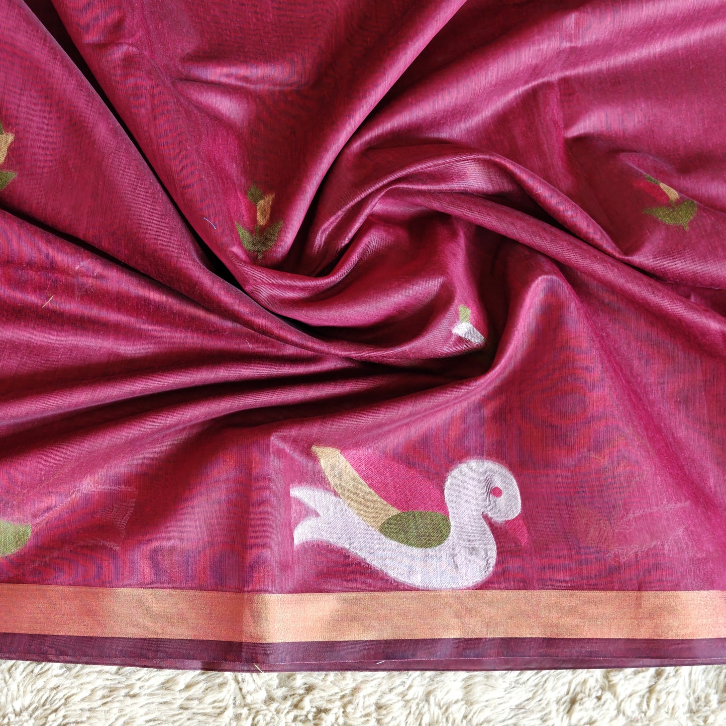 Pink chanderi jamdani with paithani pallu saree