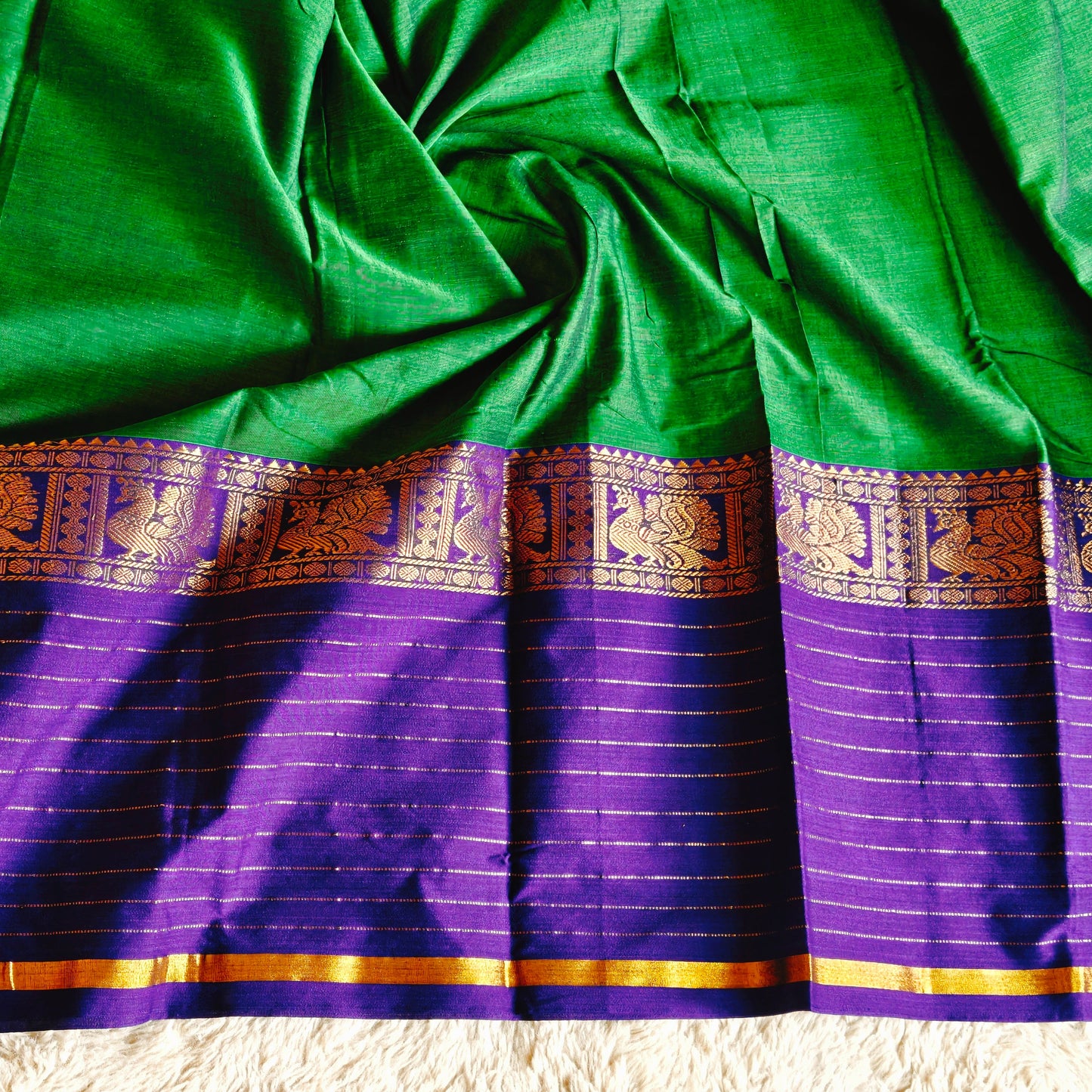 Green narayanpet cotton temple saree