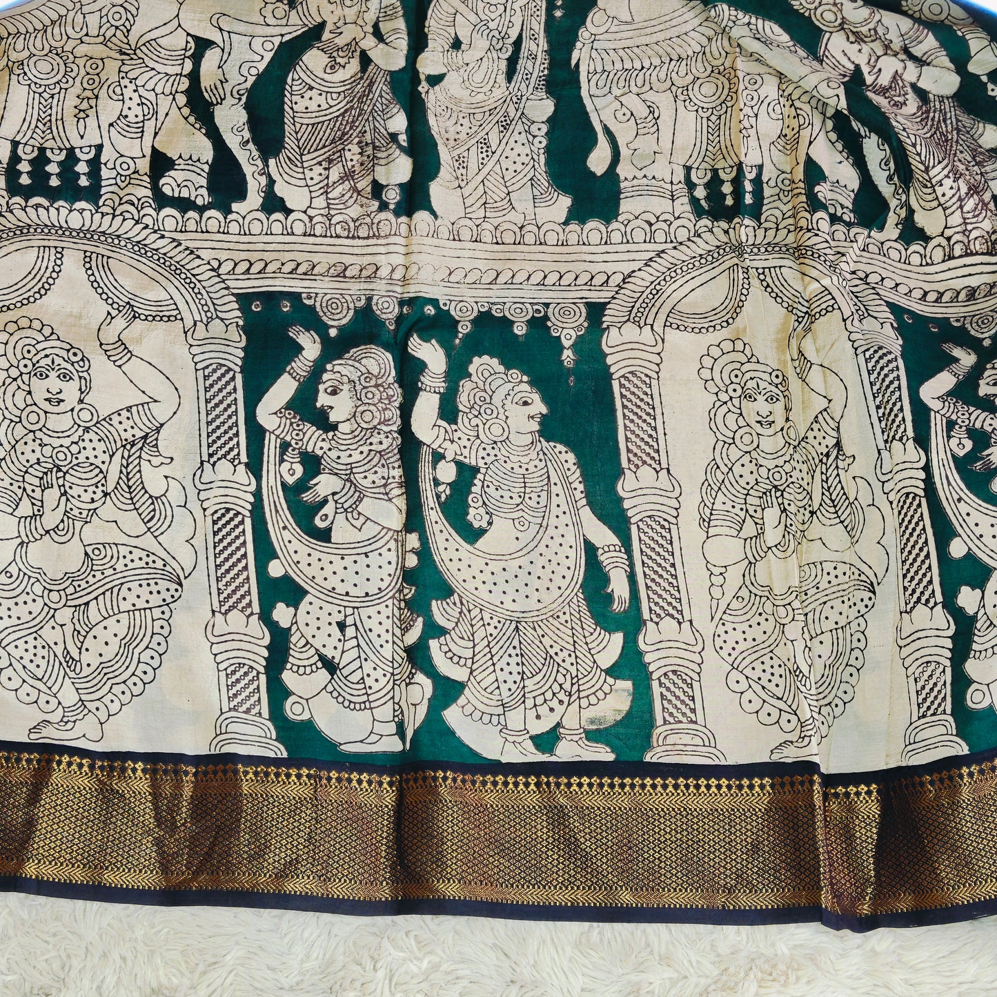 Green chennur silk kalamkari saree