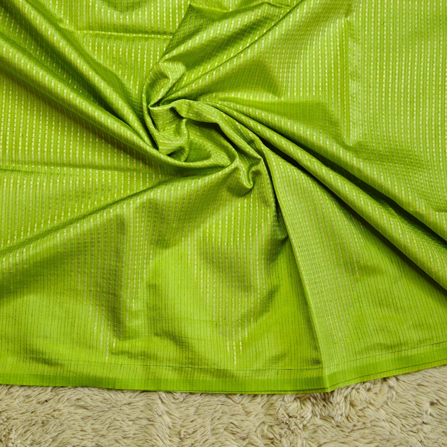 Parrot green semi silk saree
