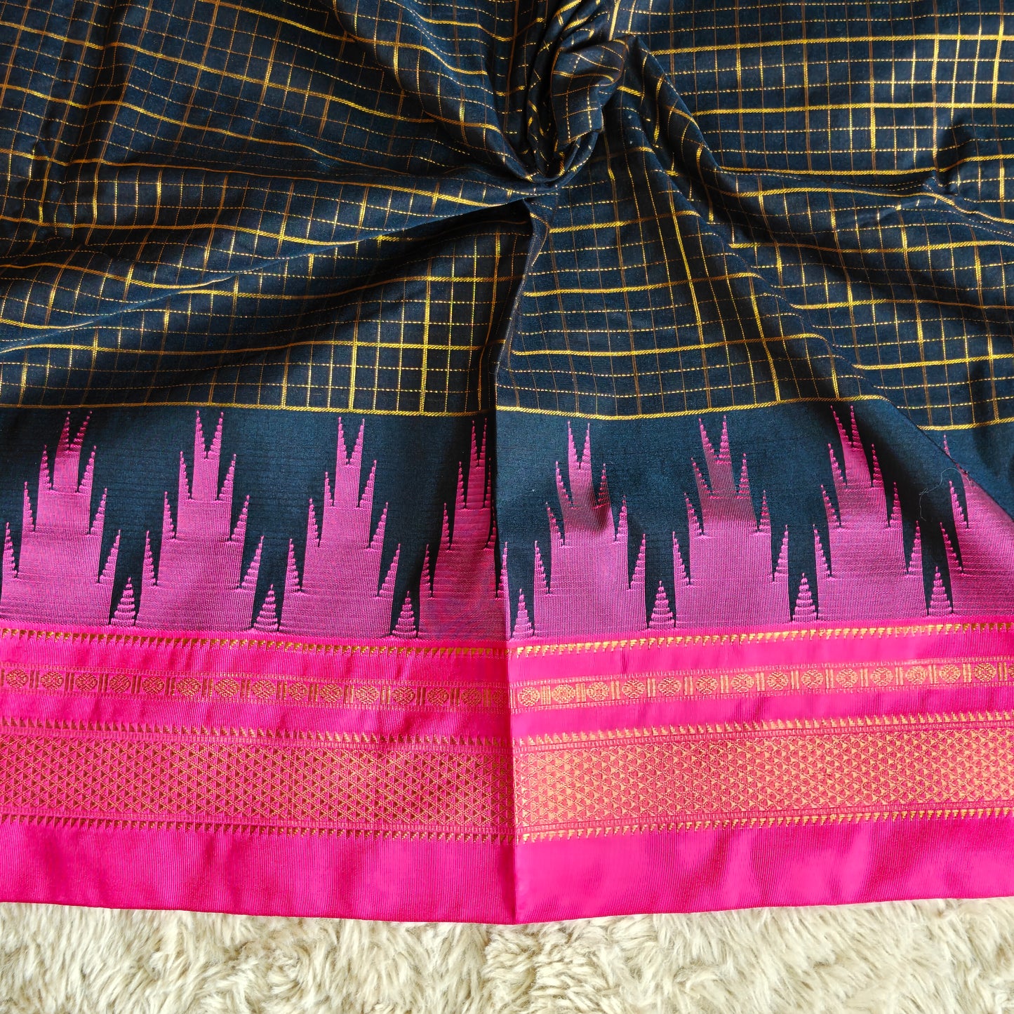 Black Ilkal cotton saree