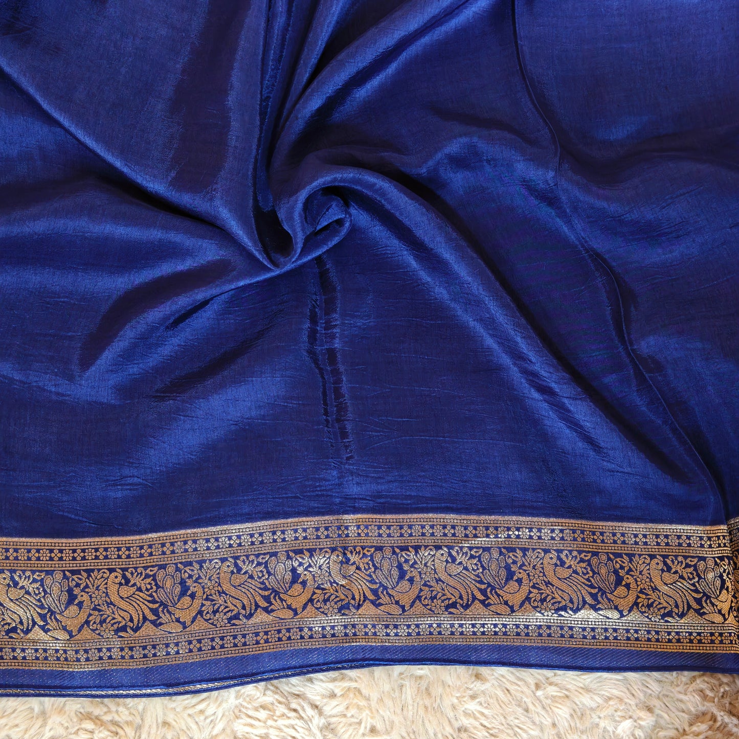 Navy blue Dola silk plain saree