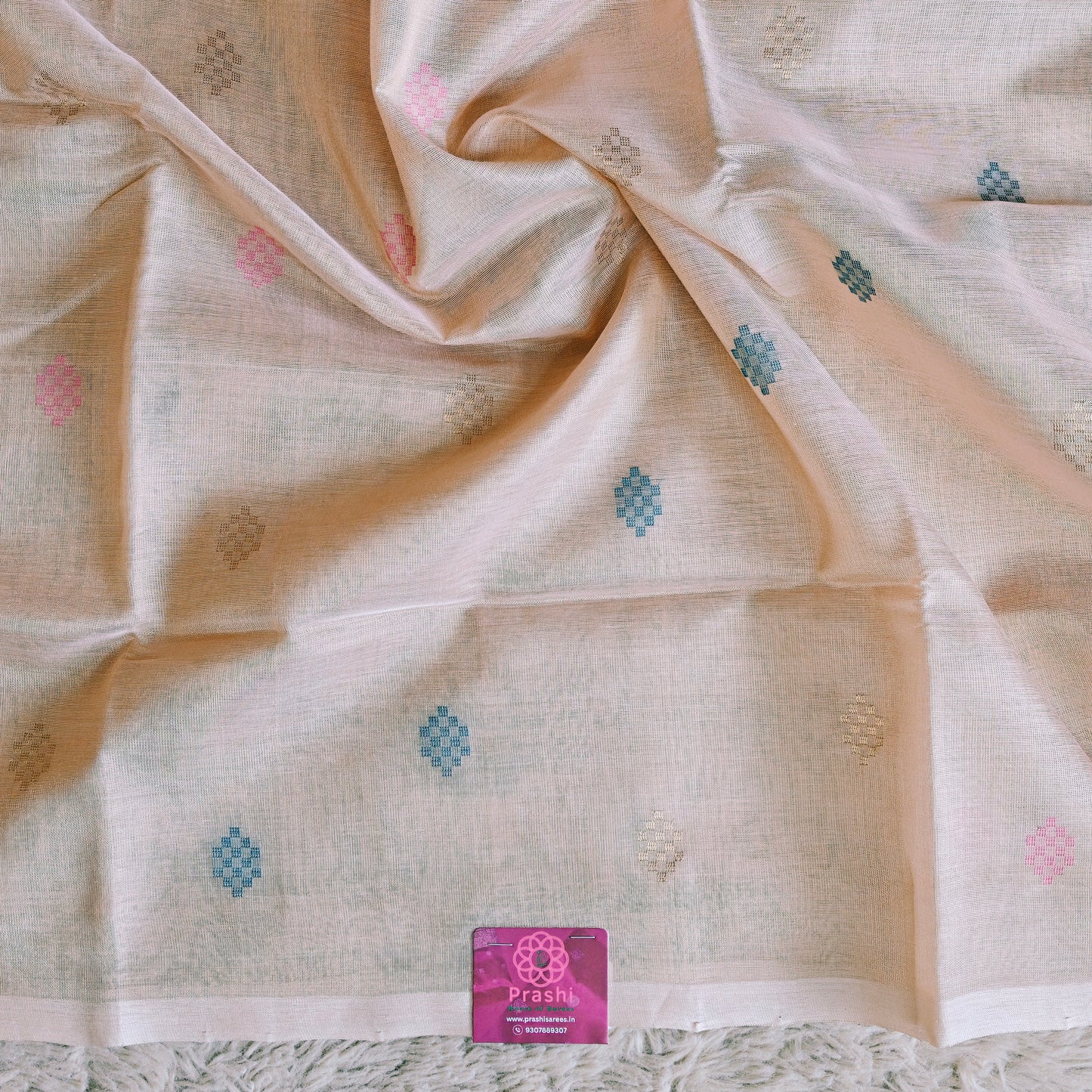 Cream Pure handloom venkatagiri silk cotton saree