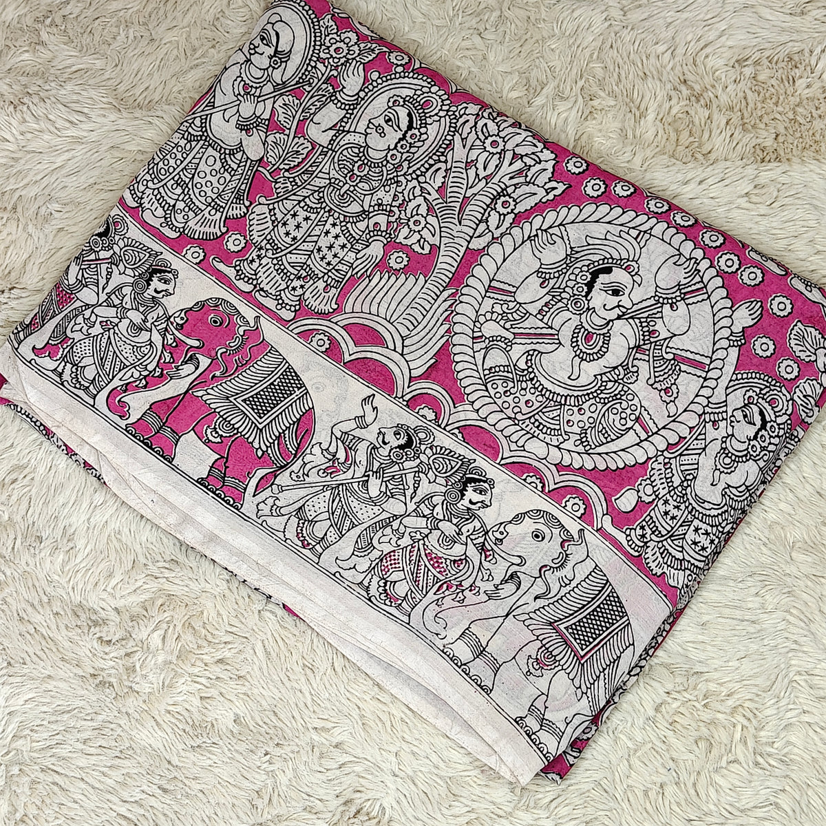 Pink kalamkari chennur silk saree