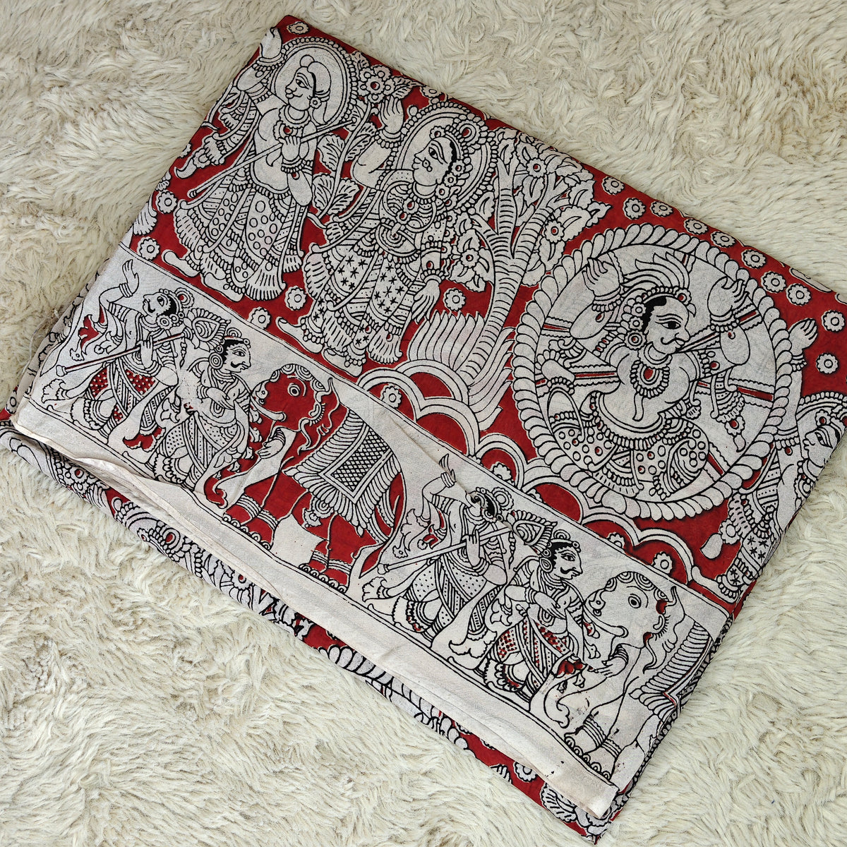 Maroon kalamkari chennur silk saree