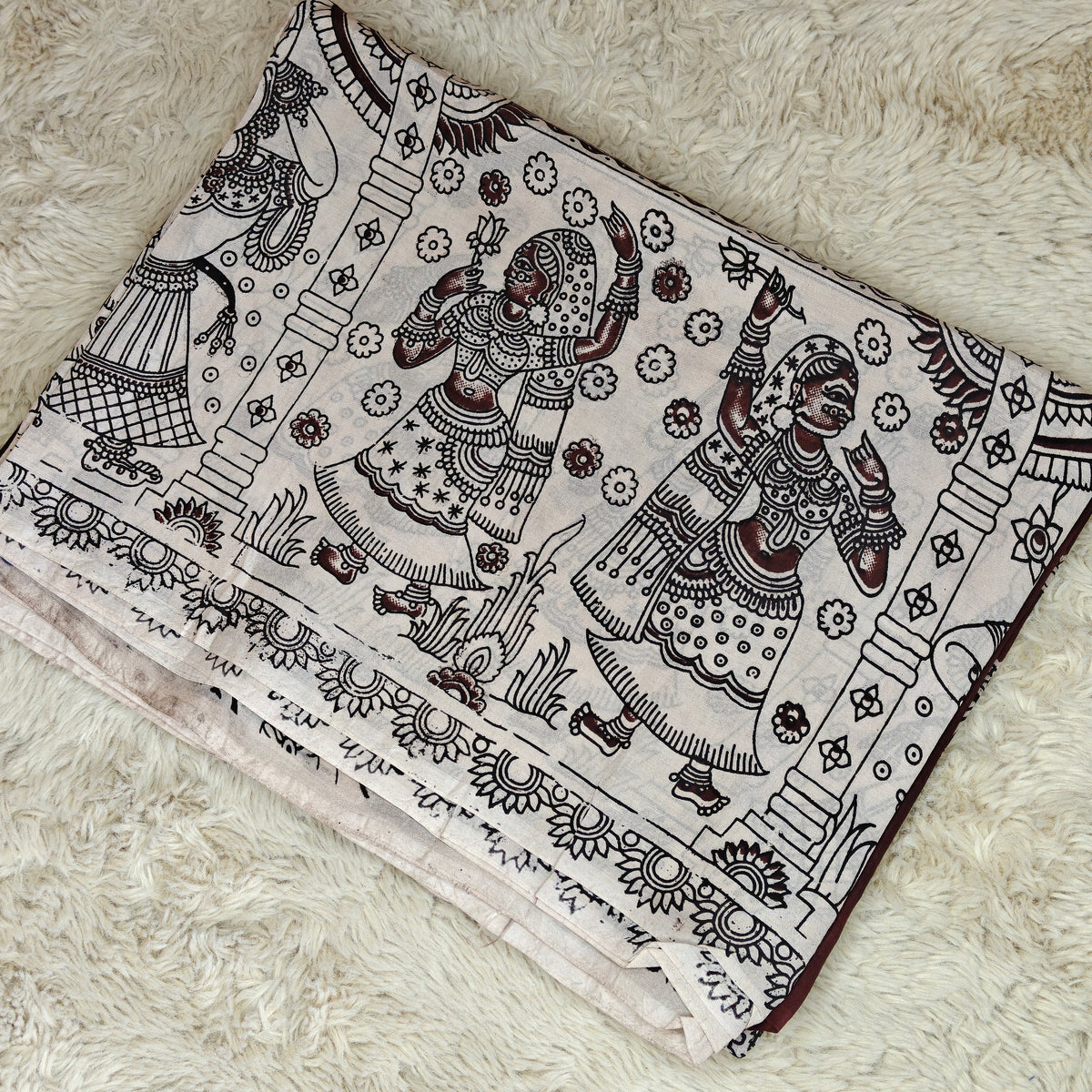 Brown kalamkari chennur silk saree