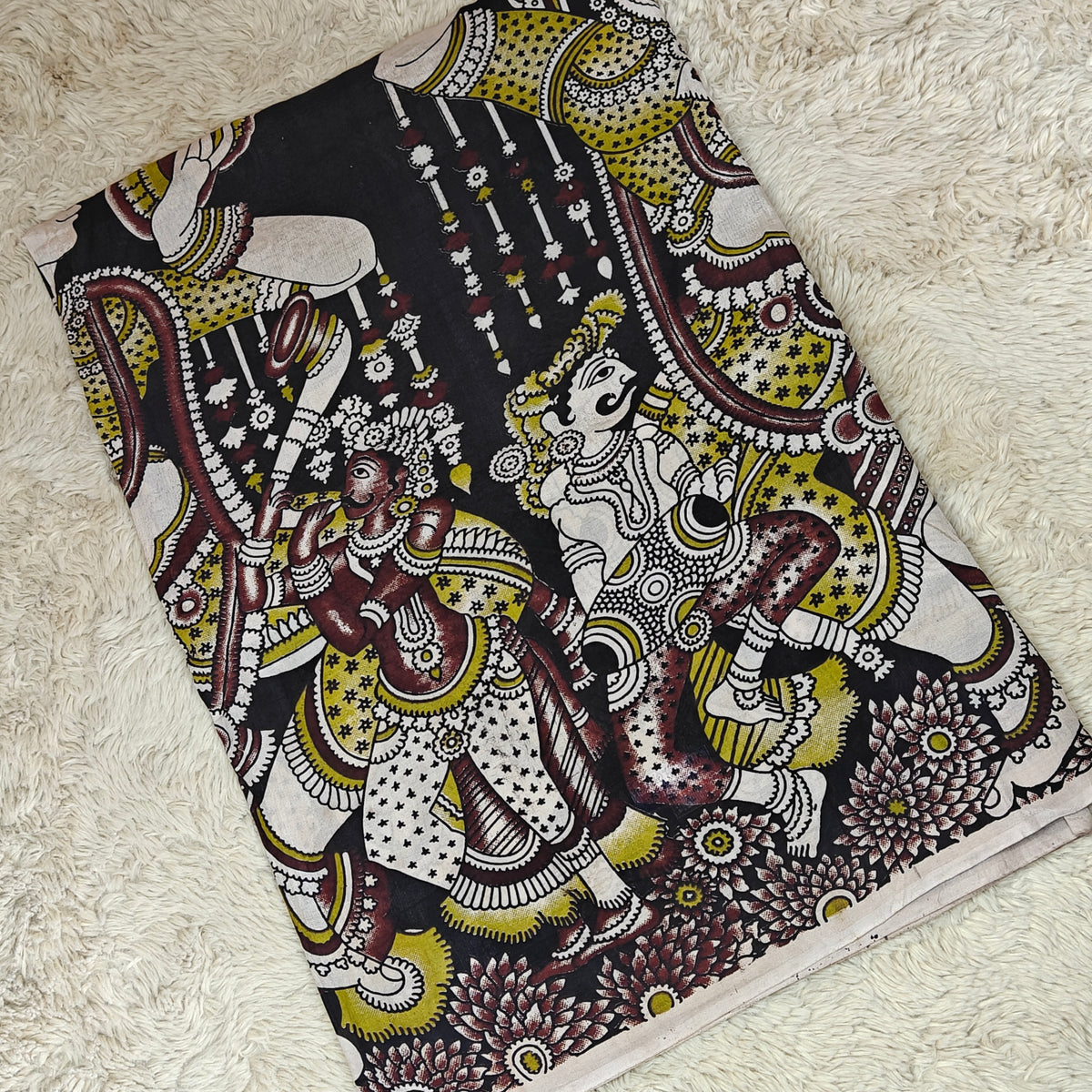 Black kalamkari chennur silk saree