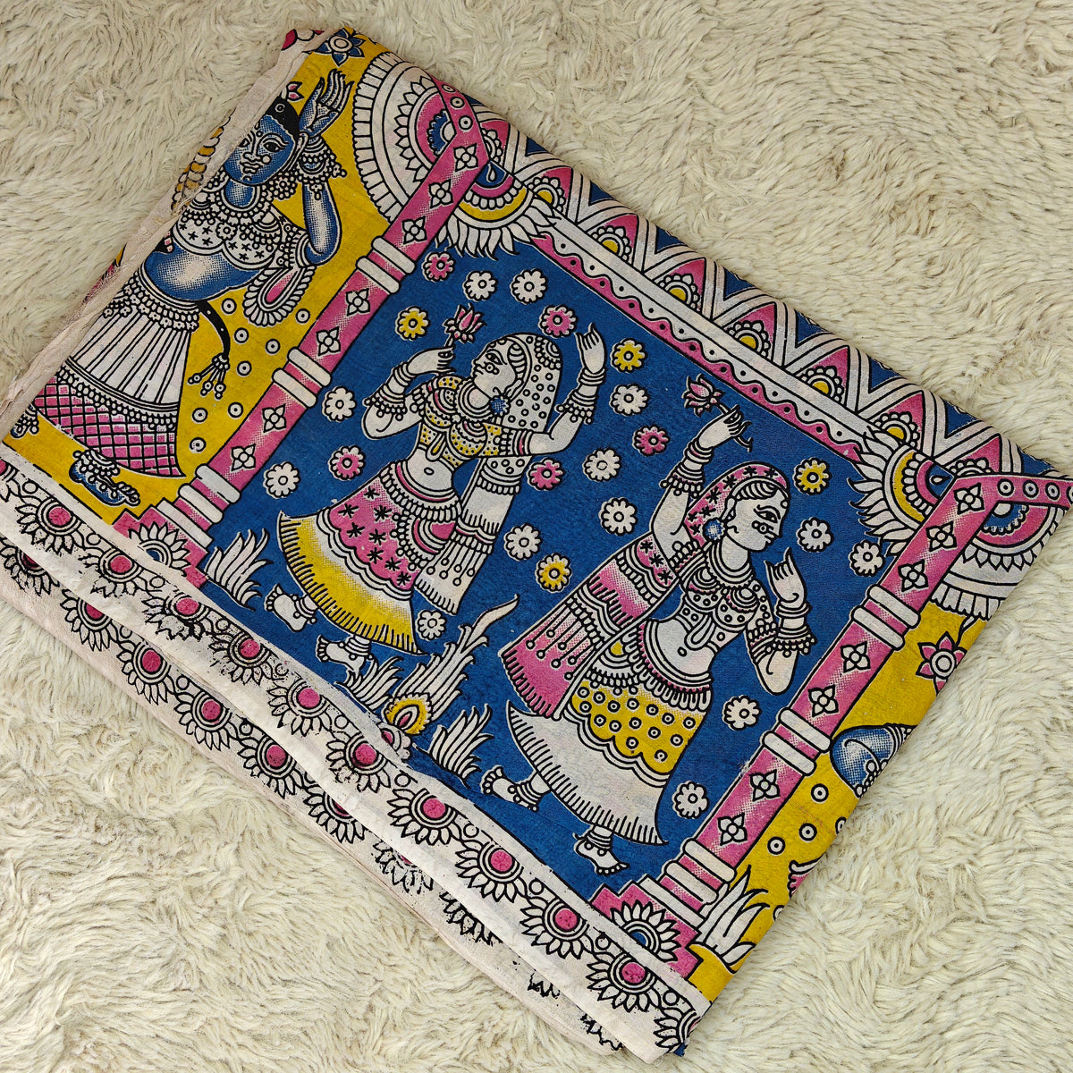 Half-white kalamkari chennur silk saree