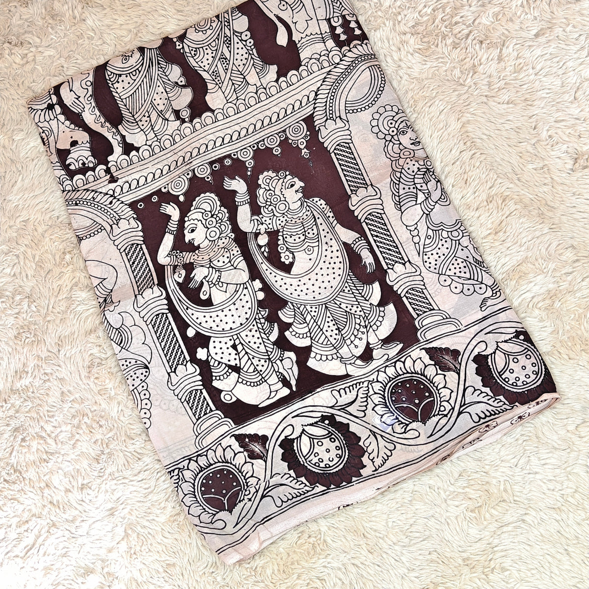 Brown kalamkari chennur silk saree