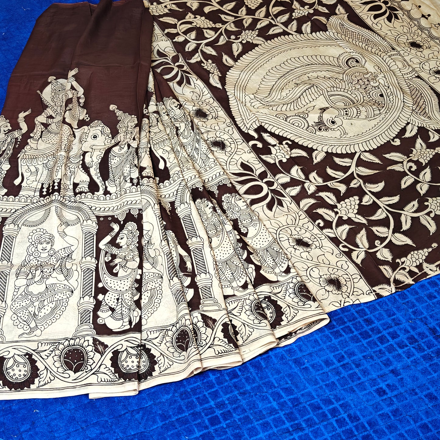 Brown kalamkari chennur silk saree