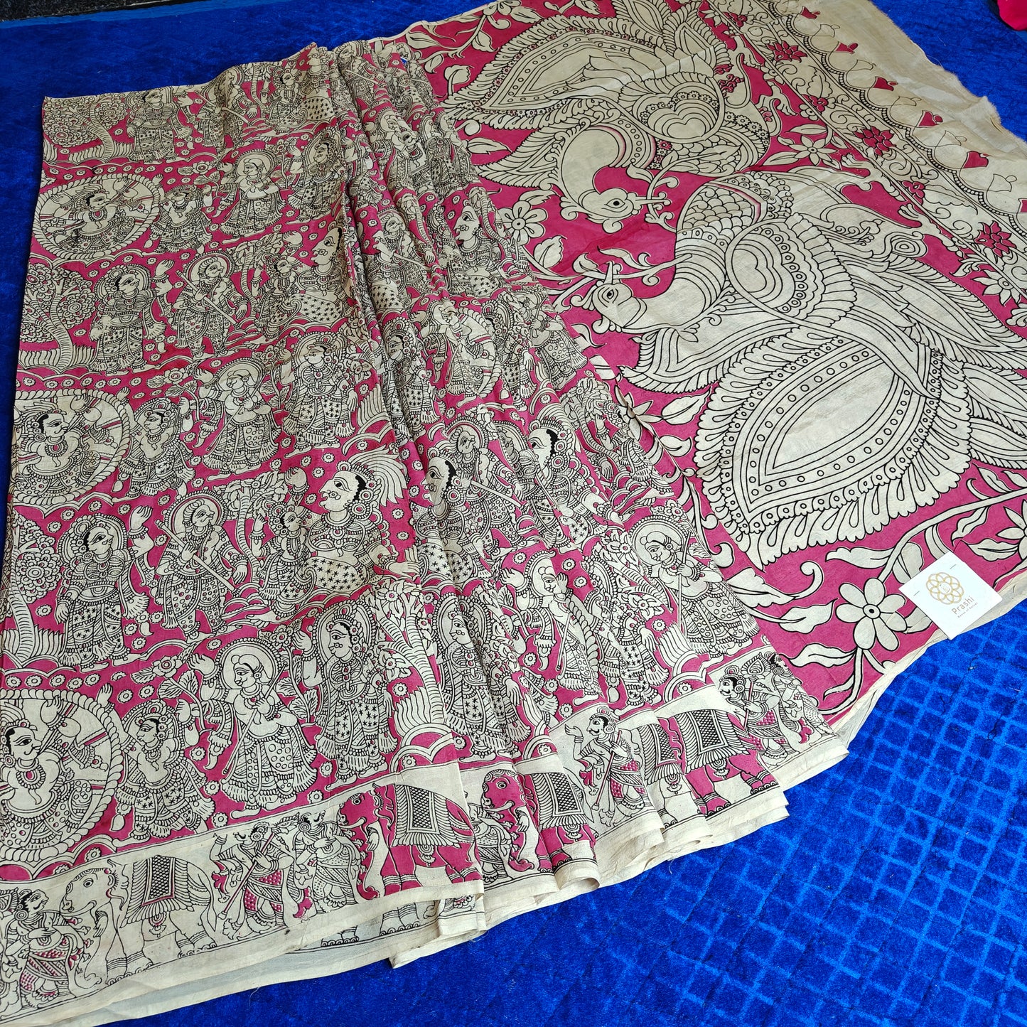 Pink kalamkari chennur silk saree
