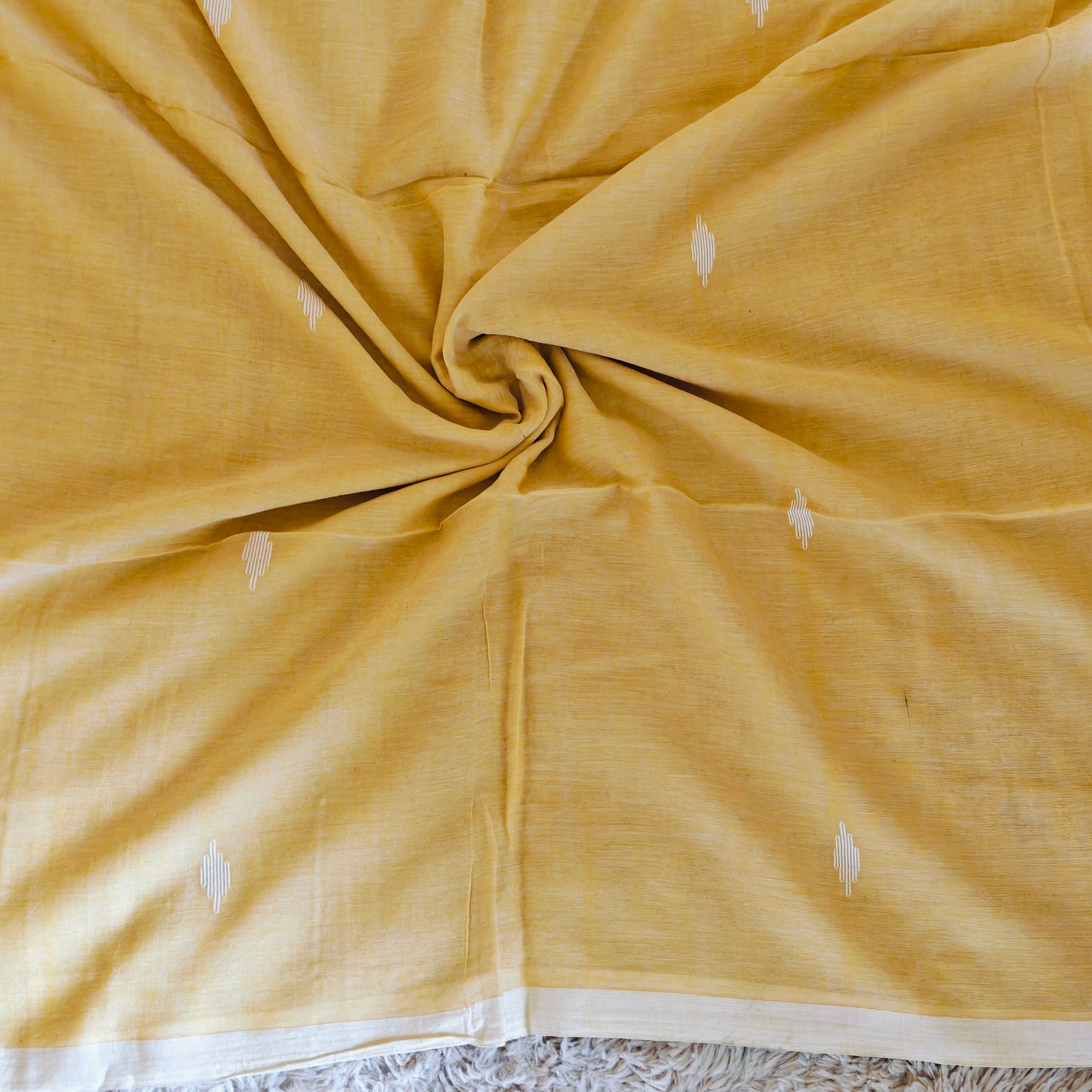 yellow handloom mul cotton saree