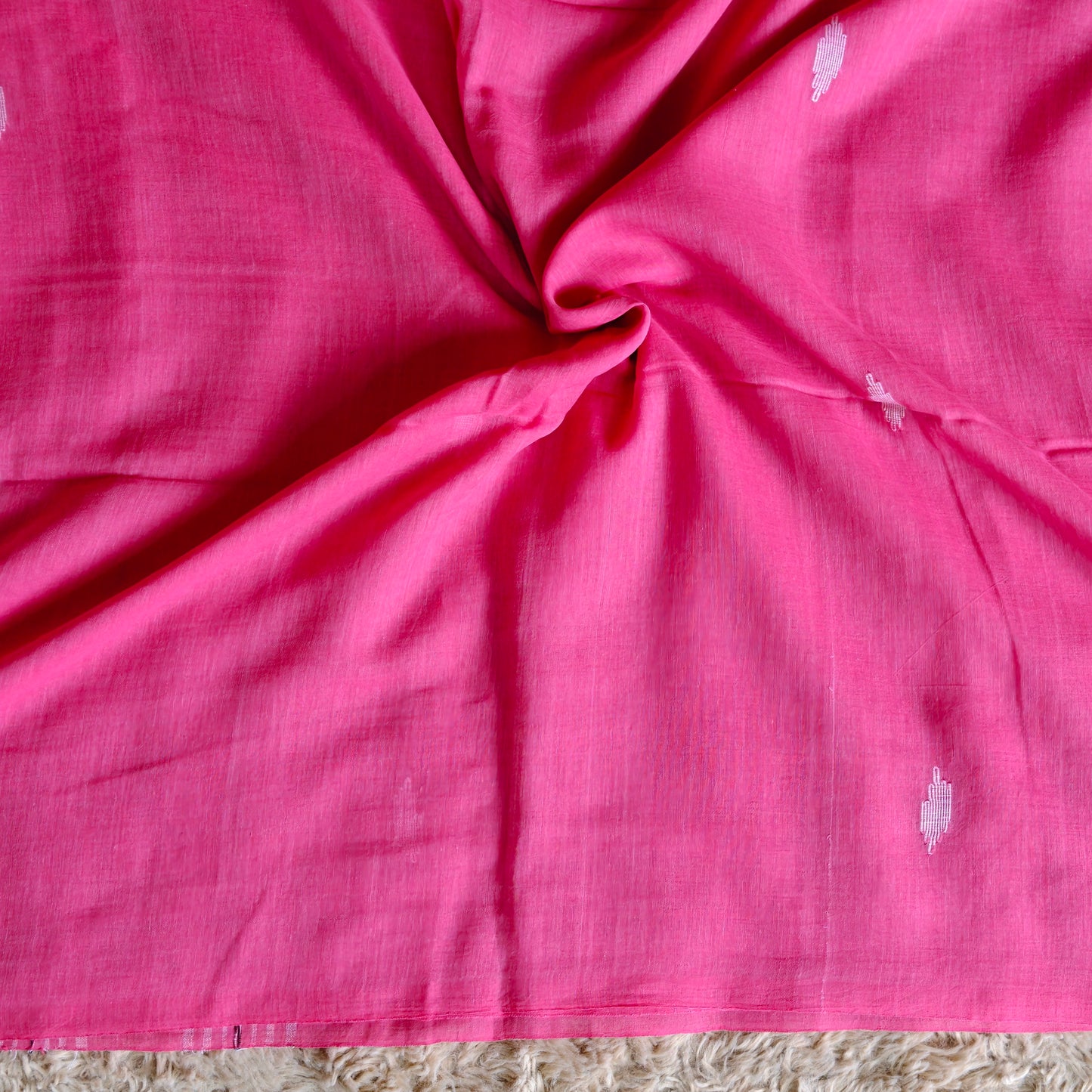 Baby pink handloom mul cotton saree