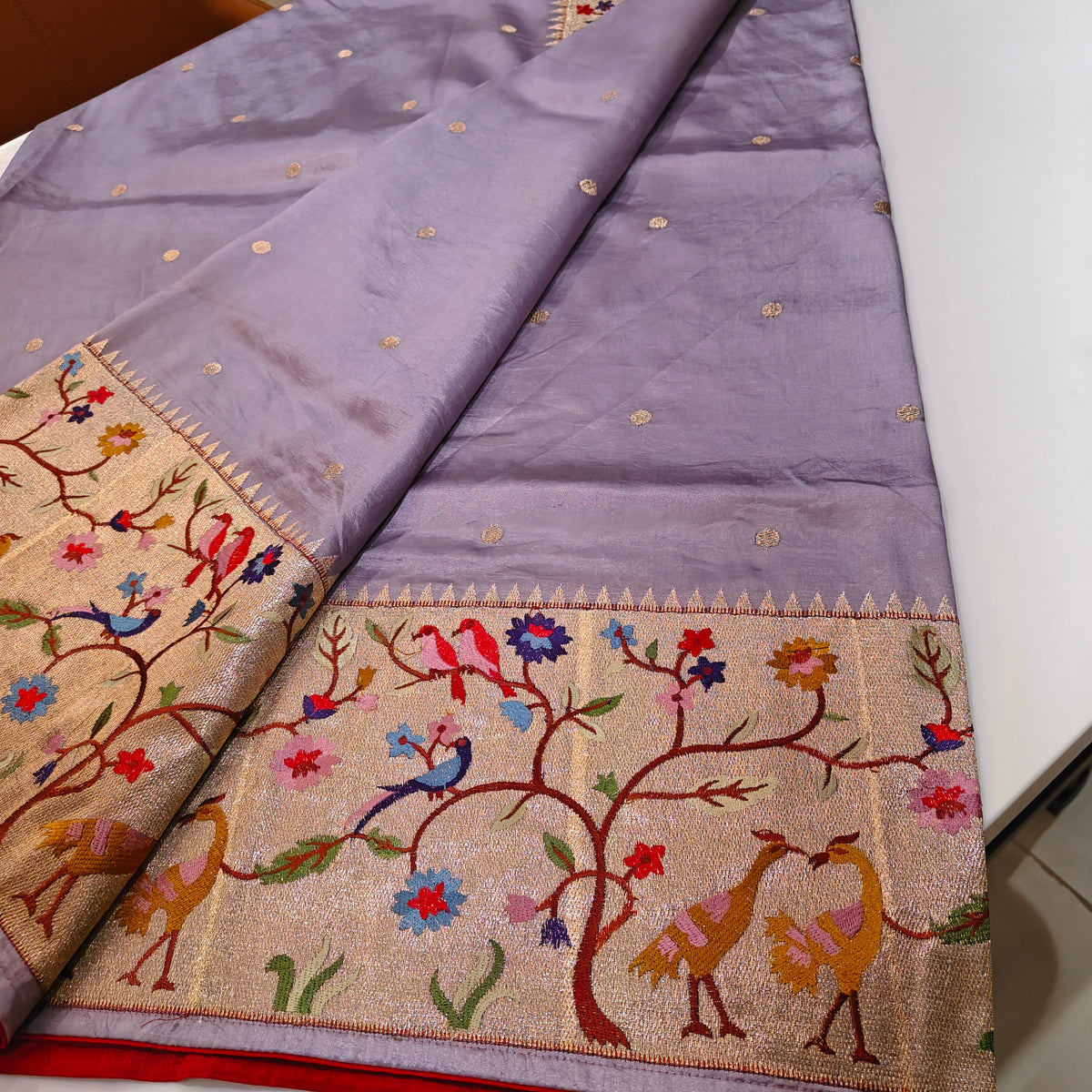 Lavender dola silk paithani saree
