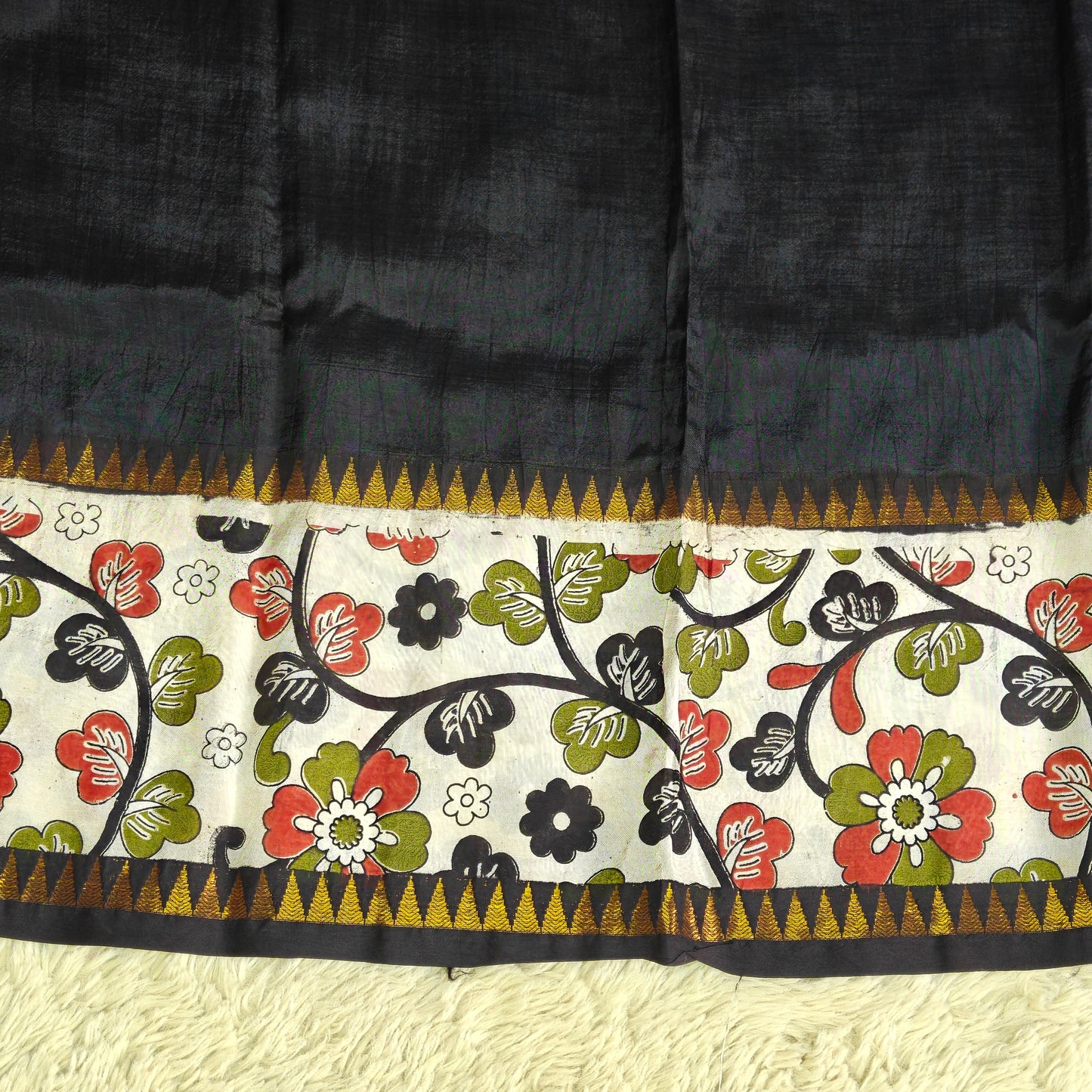 Black chennuer silk kalamkari saree