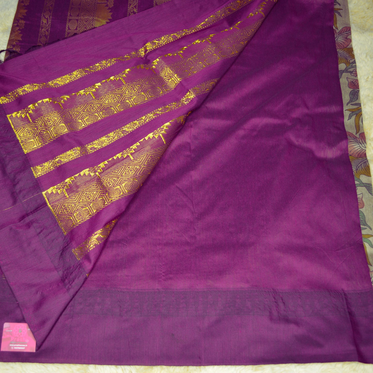 Grey kalyani cotton saree with digital print