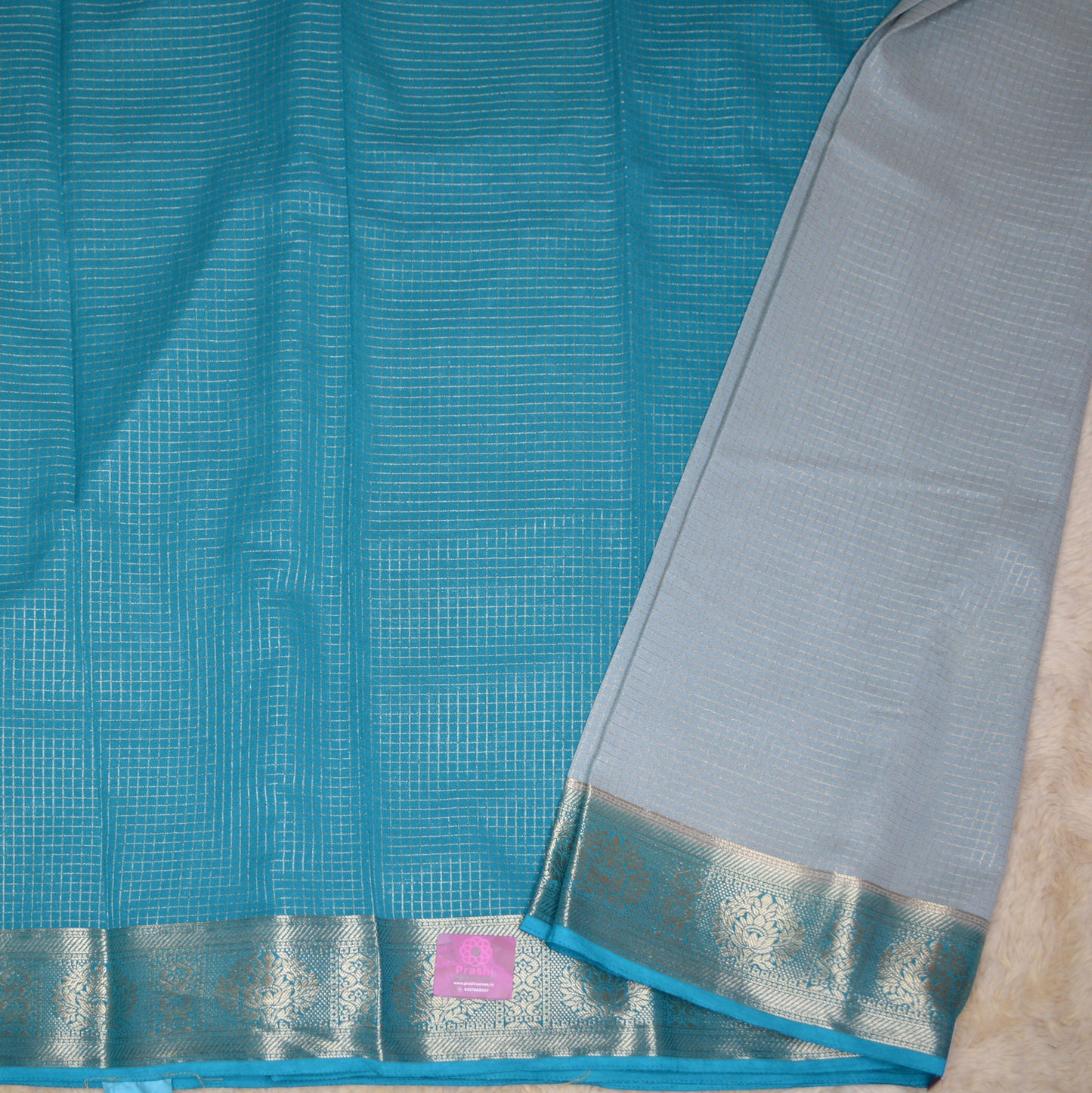 Pastel blue viscose georgette saree
