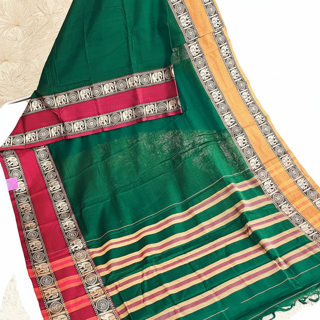 Green pure handloom narayanpet ganga jamuna border
