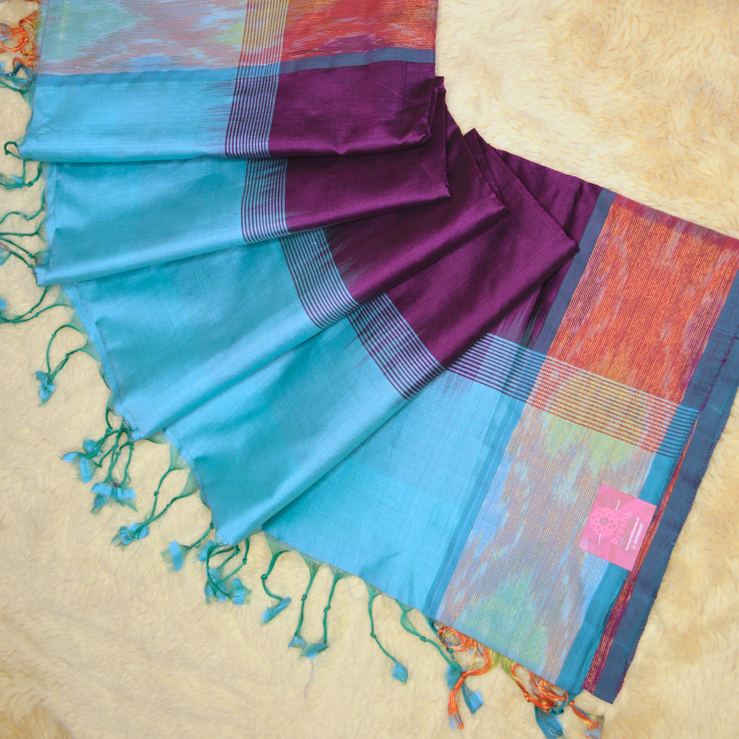Purple and sky blue venkatagiri silk cotton saree