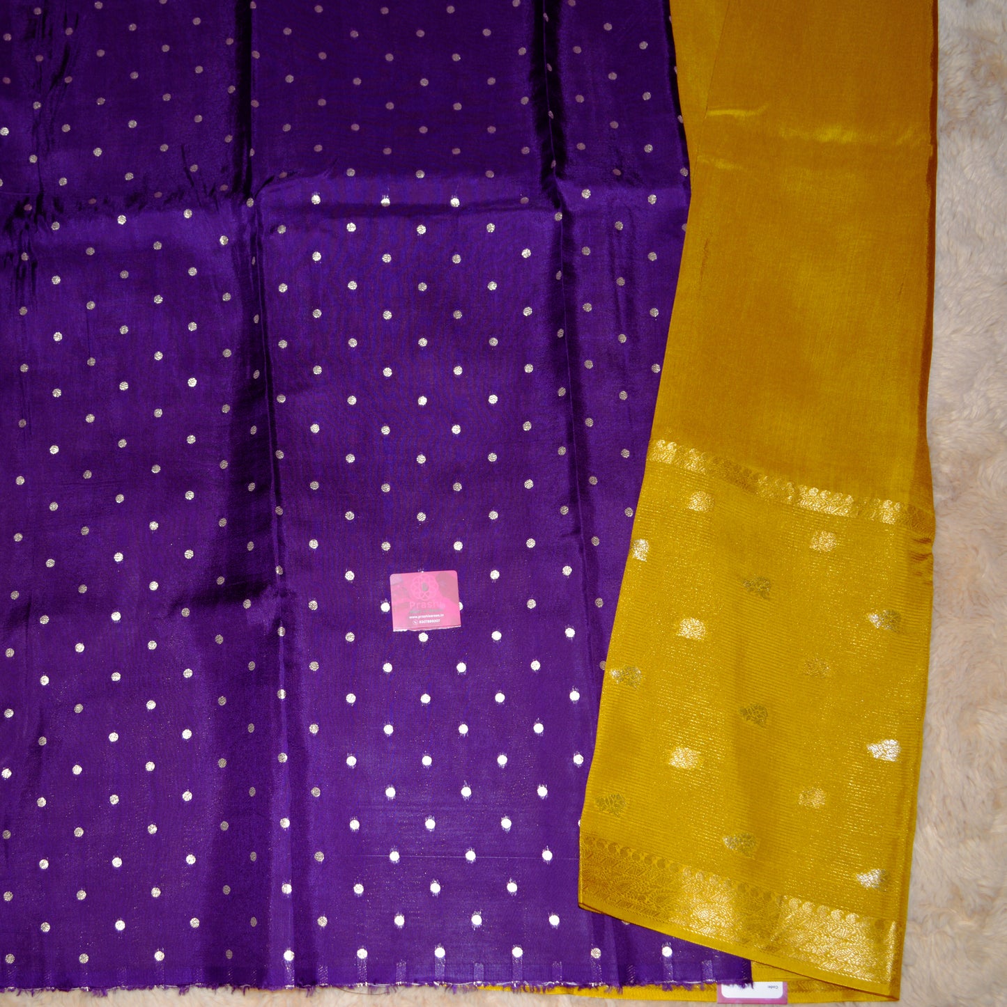 Yellow viscose crepe saree