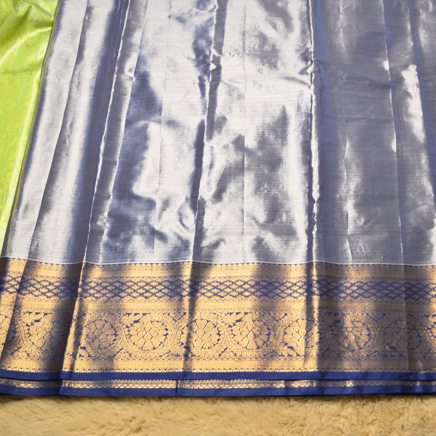 Green with blue tissue silk saree
