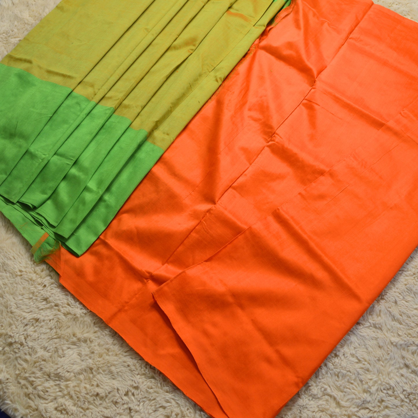 Orange and green venkatagiri silk cotton saree