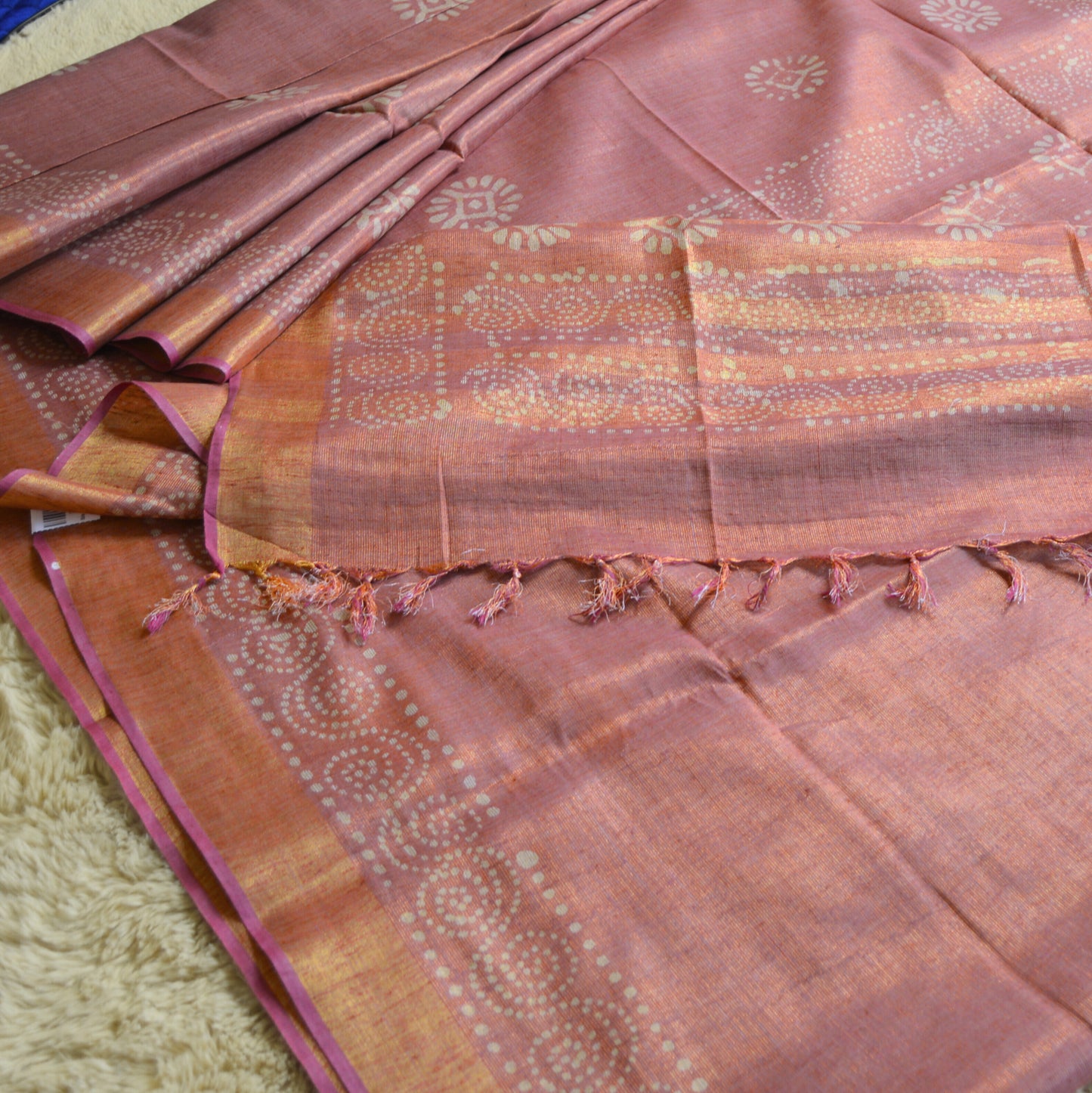 Lavender moonga silk batik printed saree