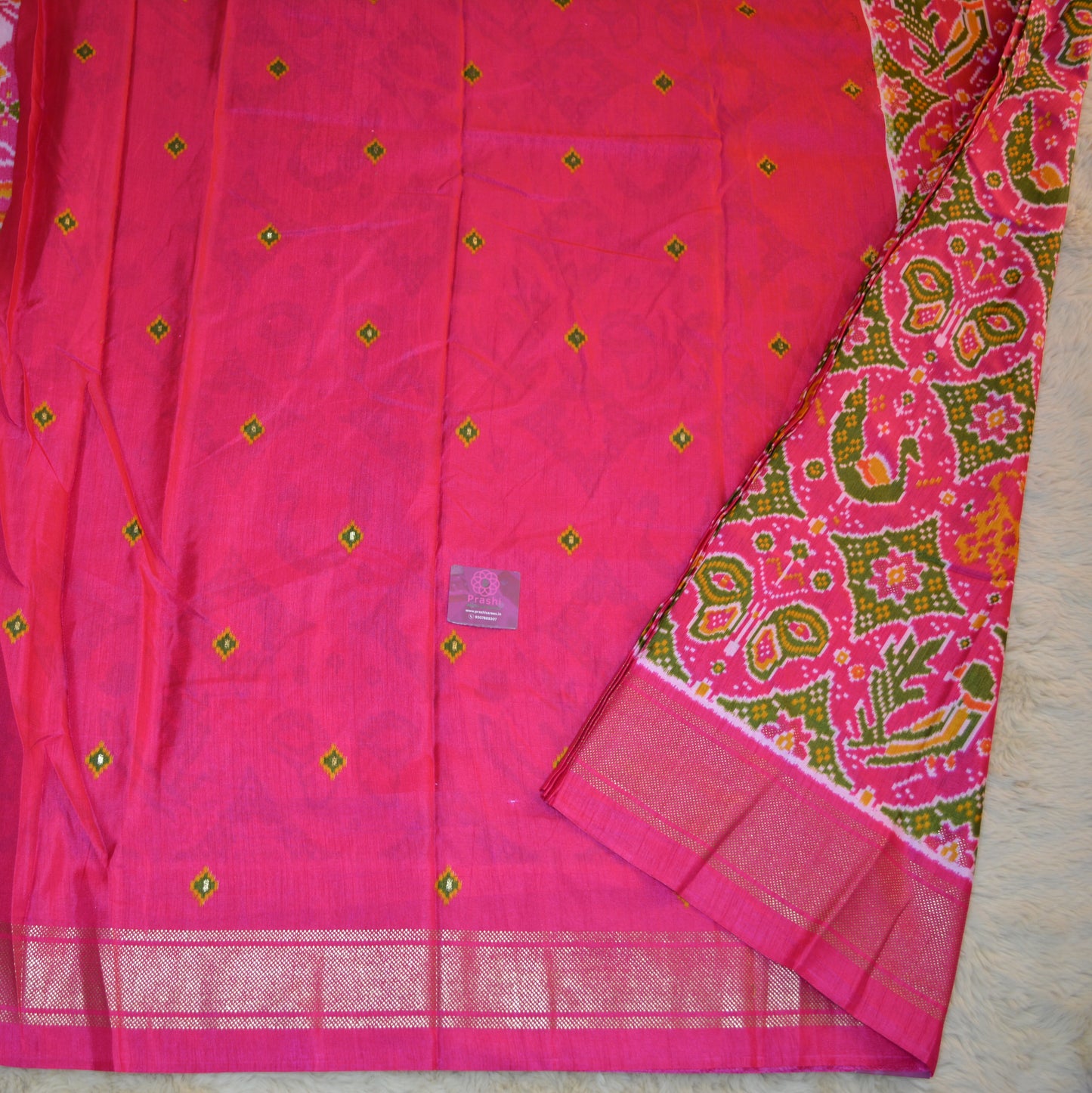Pink ikkat semi dola saree