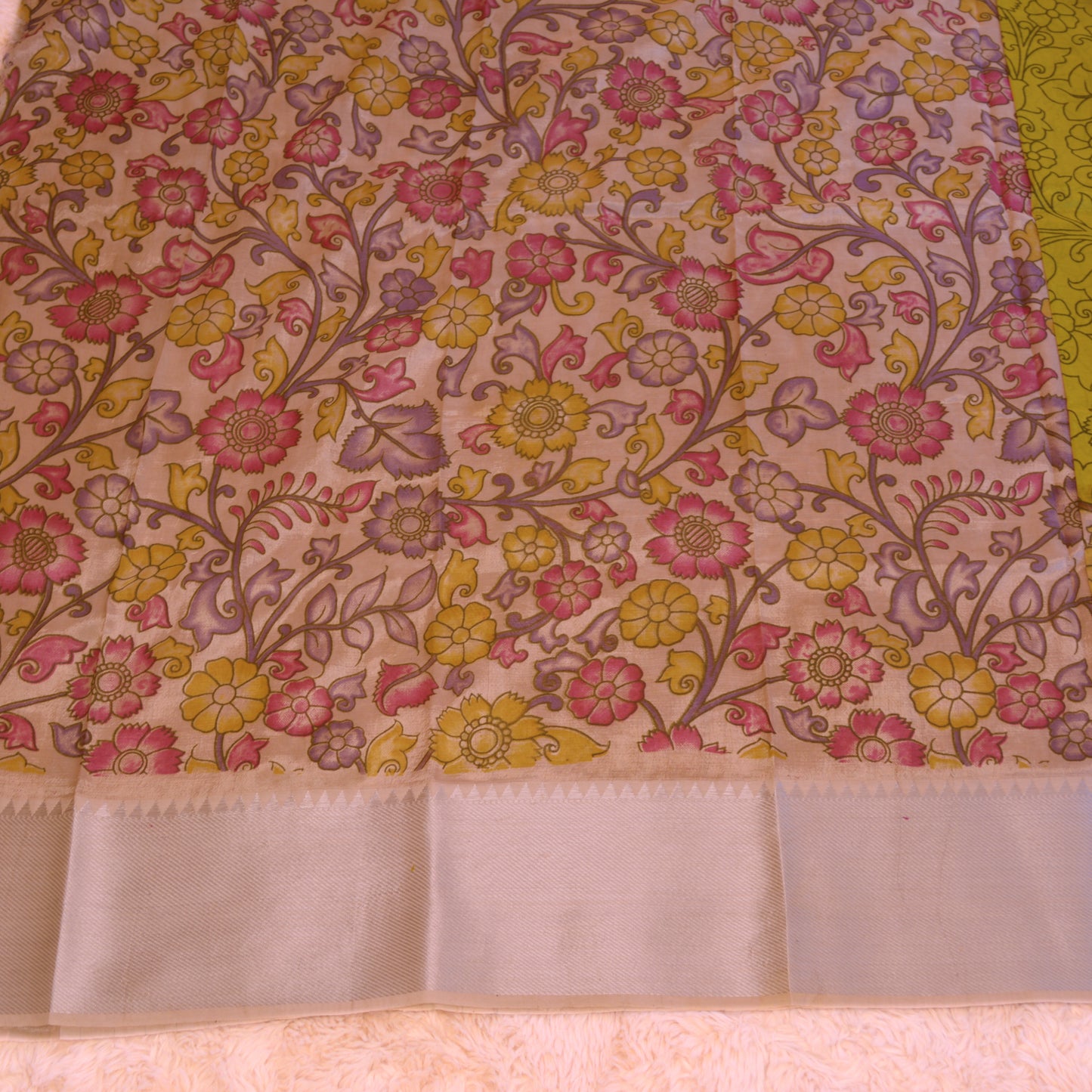 Yellow handloom mangalagiri silk saree