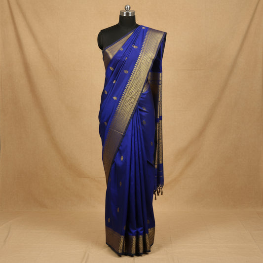 Royal blue handloom kalyani cotton saree
