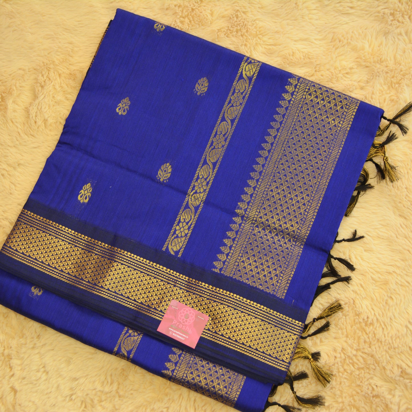 Royal blue handloom kalyani cotton saree