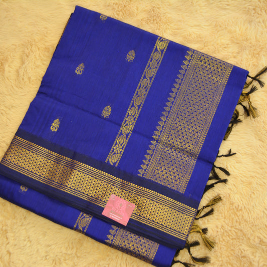 Royal blue handloom kalyani cotton saree