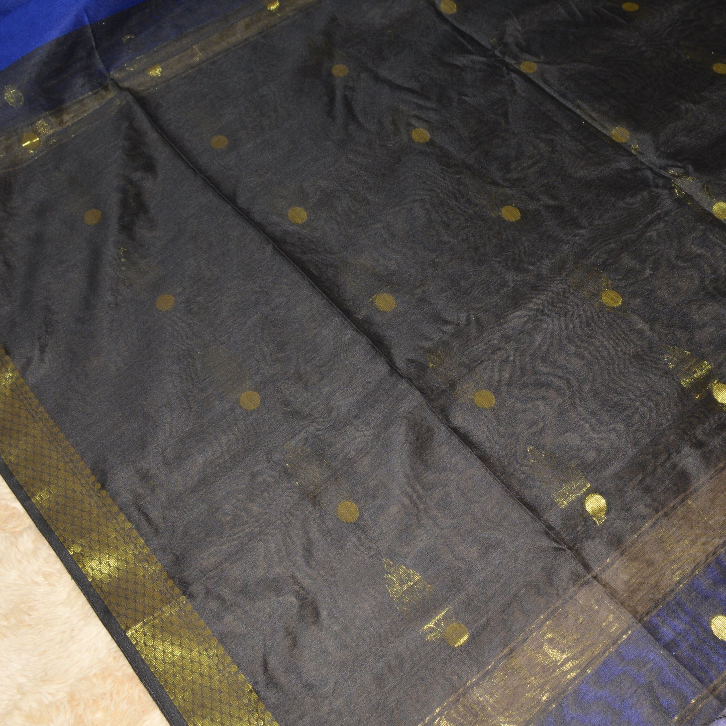 blue and black maheshwari cotton saree