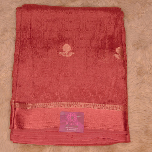 Peach khadi viscose saree